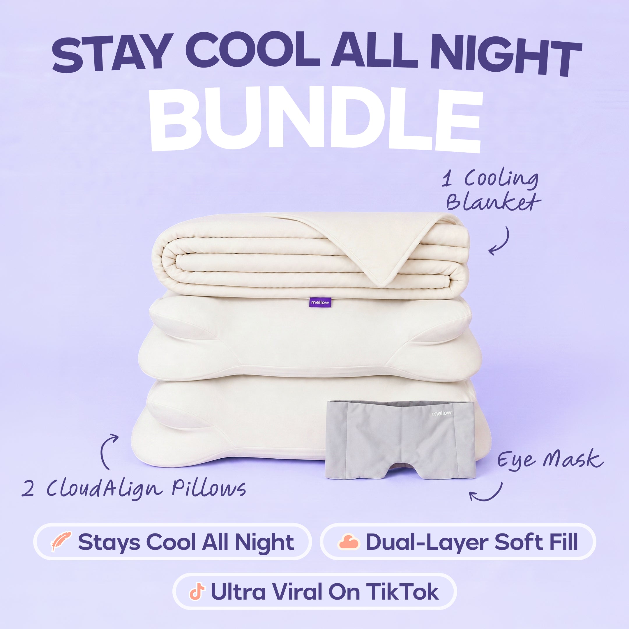 CloudCool™ Cooling Comforter + 2 CloudAlign Pillows + Weighted Eye Mask